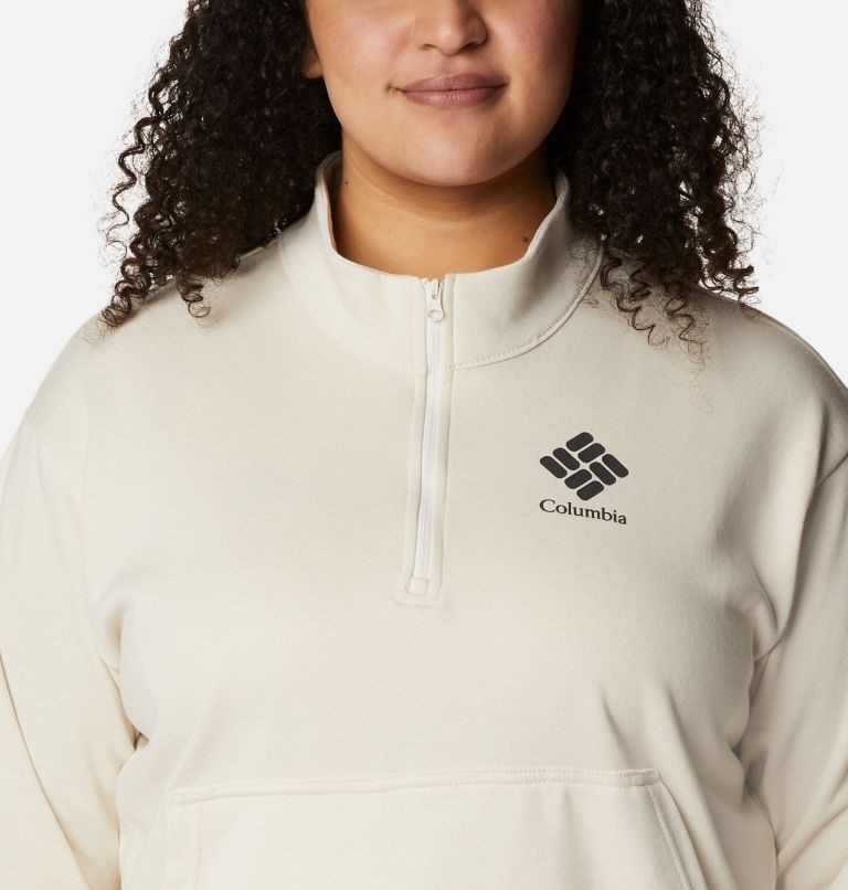 Women's Columbia Trek French Terry Half Zip Sweatshirts Cream | Plus Size CA-R6LA3